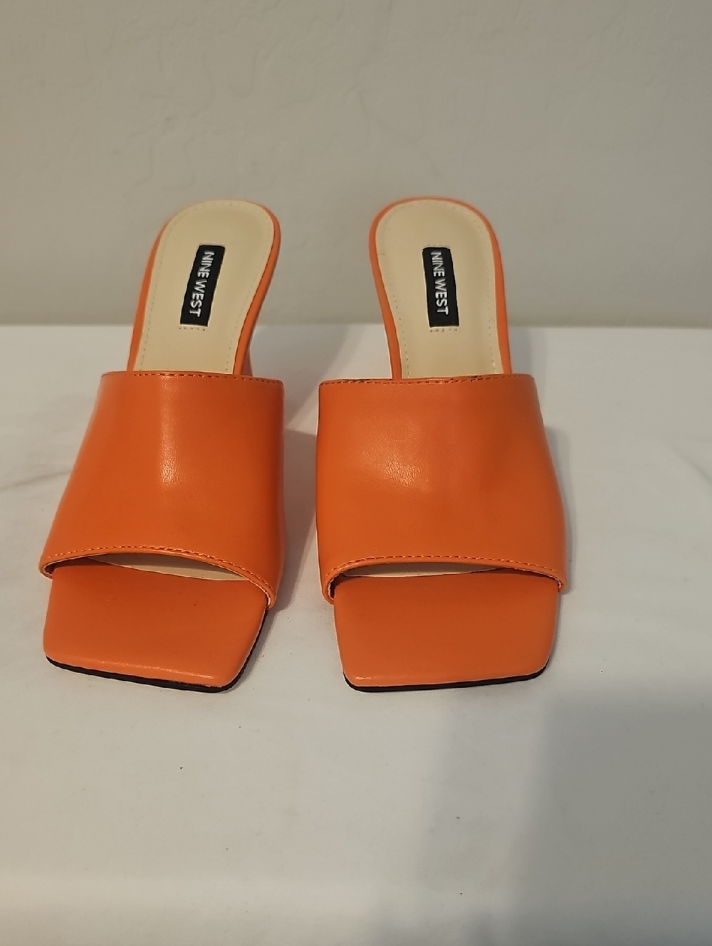 Nine West Orange Square-Toe Slide Mules